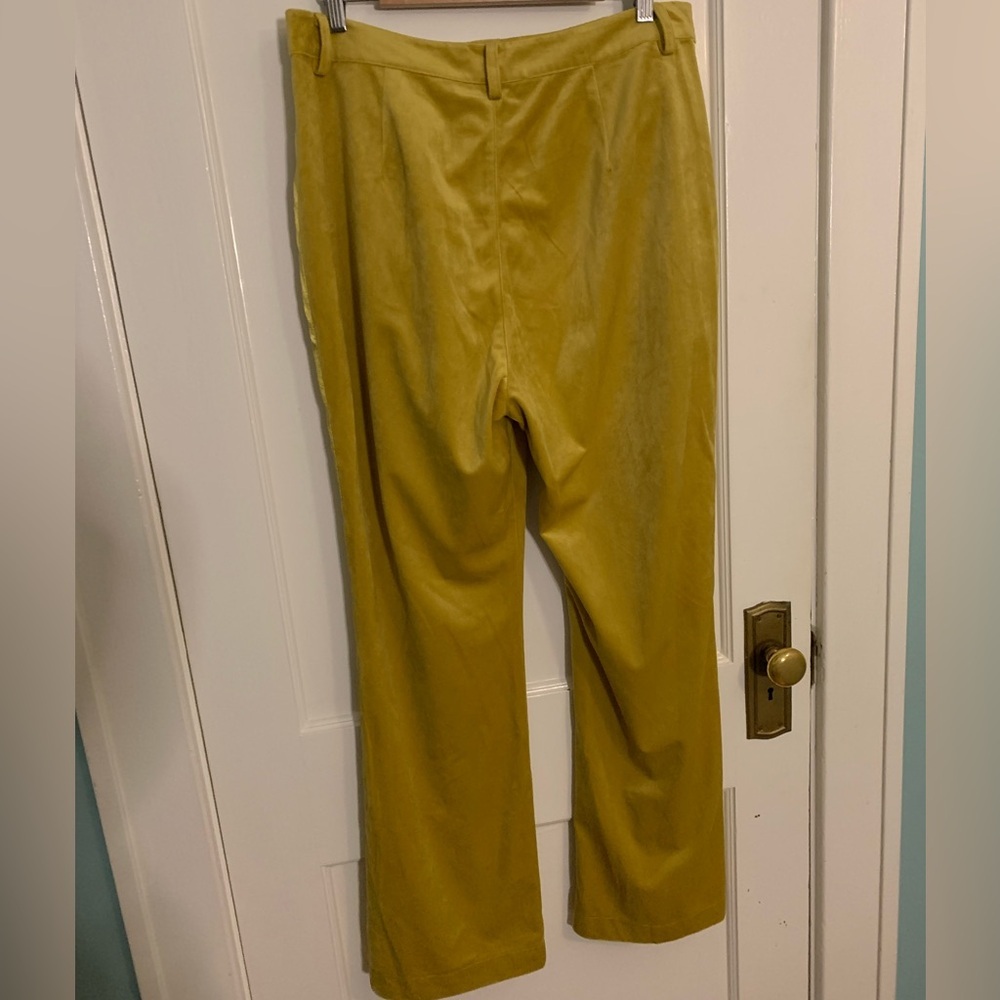 NWT Anthropologie Avec Les Filles Split-Front Mustard Velvet Pants, Womens Sz 16 - Picture 7 of 11